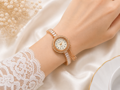 Rose Gold Crystal Bracelet Watch