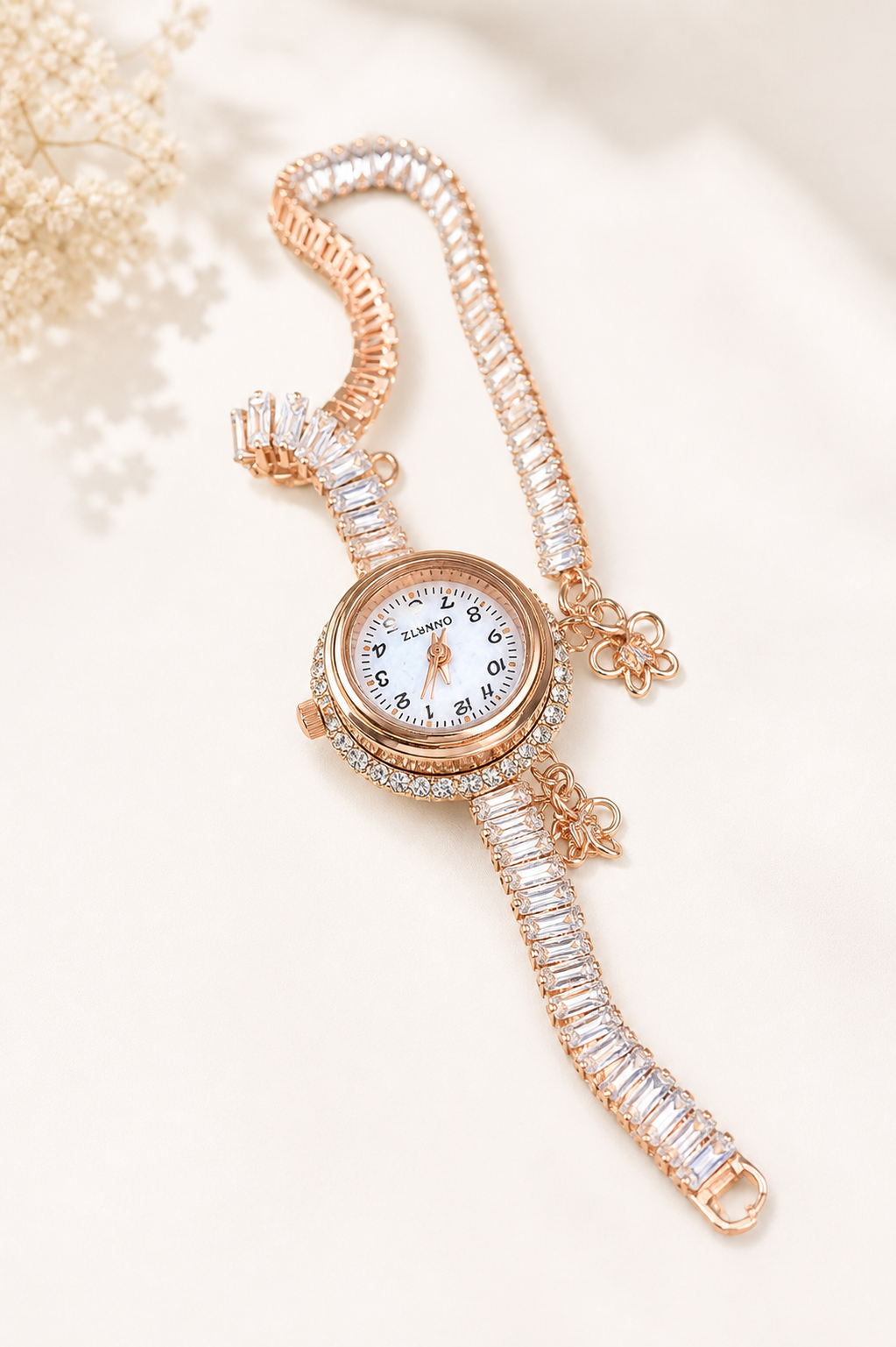 Rose Gold Crystal Bracelet Watch