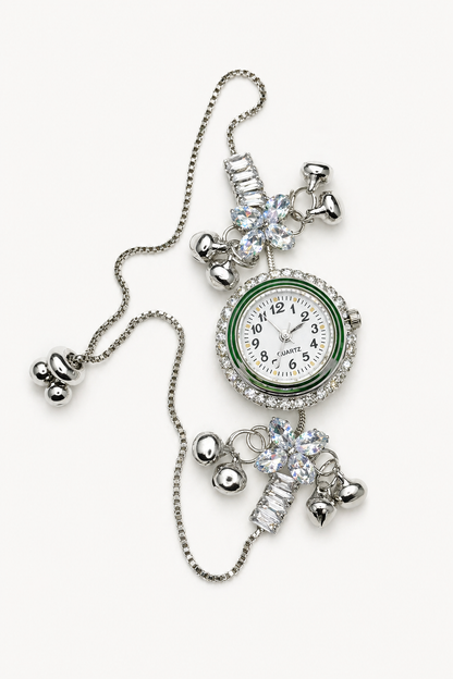 Womens Floral Crystal Bracelet Watch