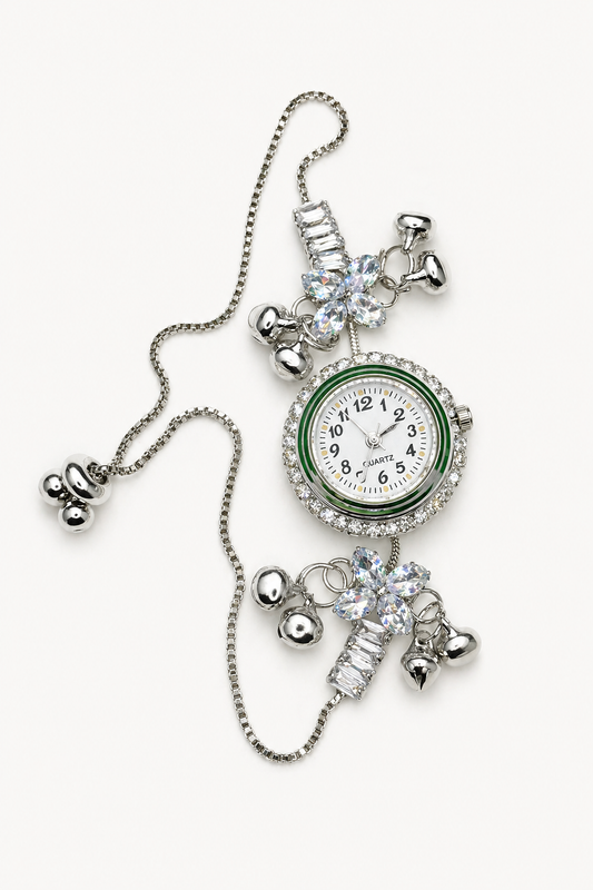 Womens Floral Crystal Bracelet Watch